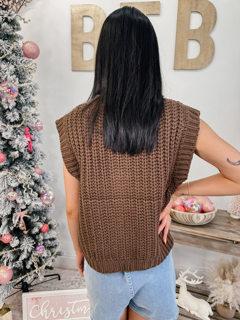 Knit Sweater Vest Gold Button Down (2 Colors)