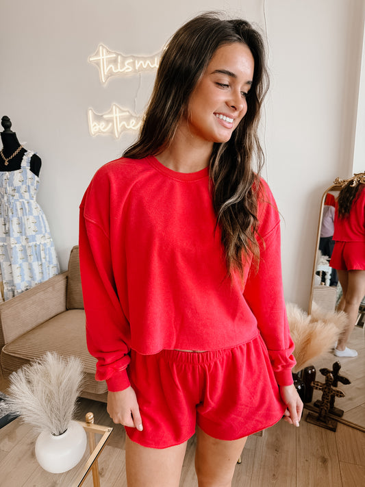 Cropped Mineral Wash Sweatshirt (3 Colors)