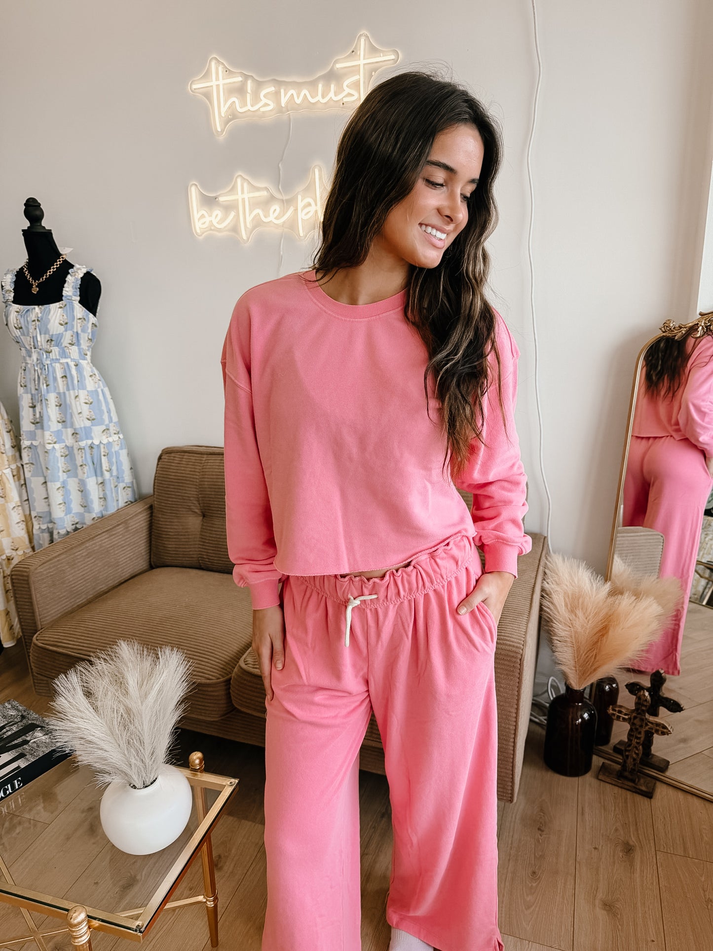 Fold Over Waist Wide Leg Sweatpants (3 Colors)