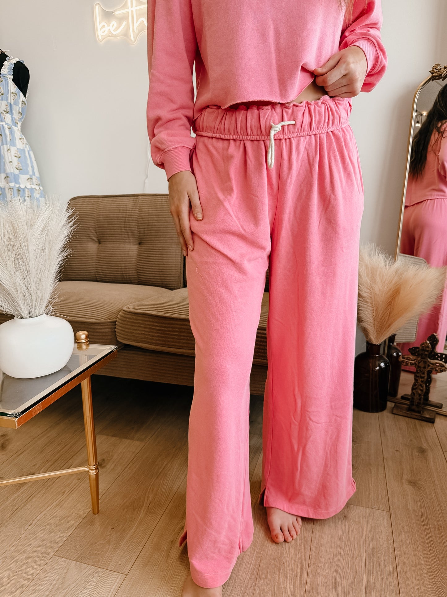 Fold Over Waist Wide Leg Sweatpants (3 Colors)
