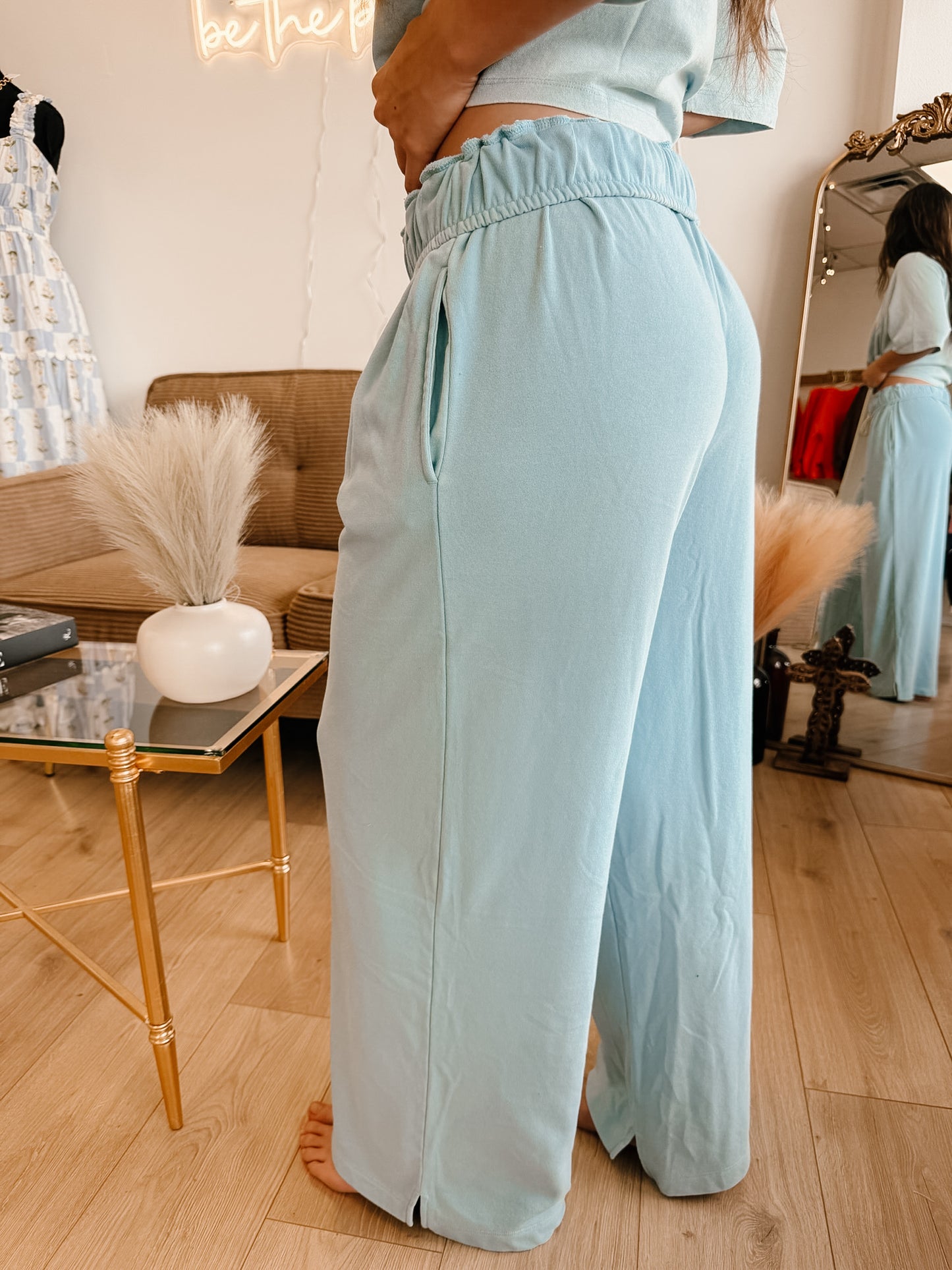 Fold Over Waist Wide Leg Sweatpants (3 Colors)