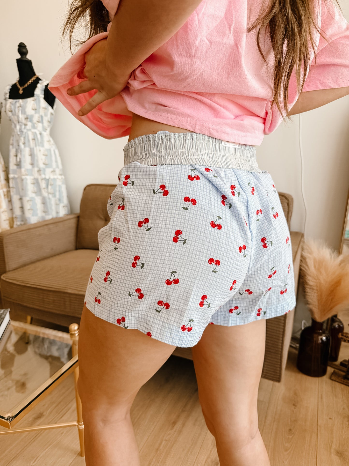 Cherry Blossom Seersucker Shorts
