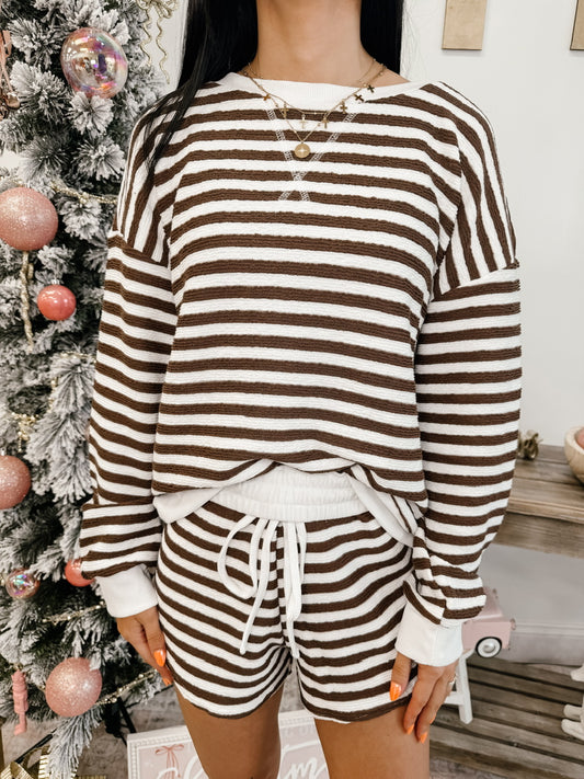 Striped Pullover & Shorts Set (2 Colors)