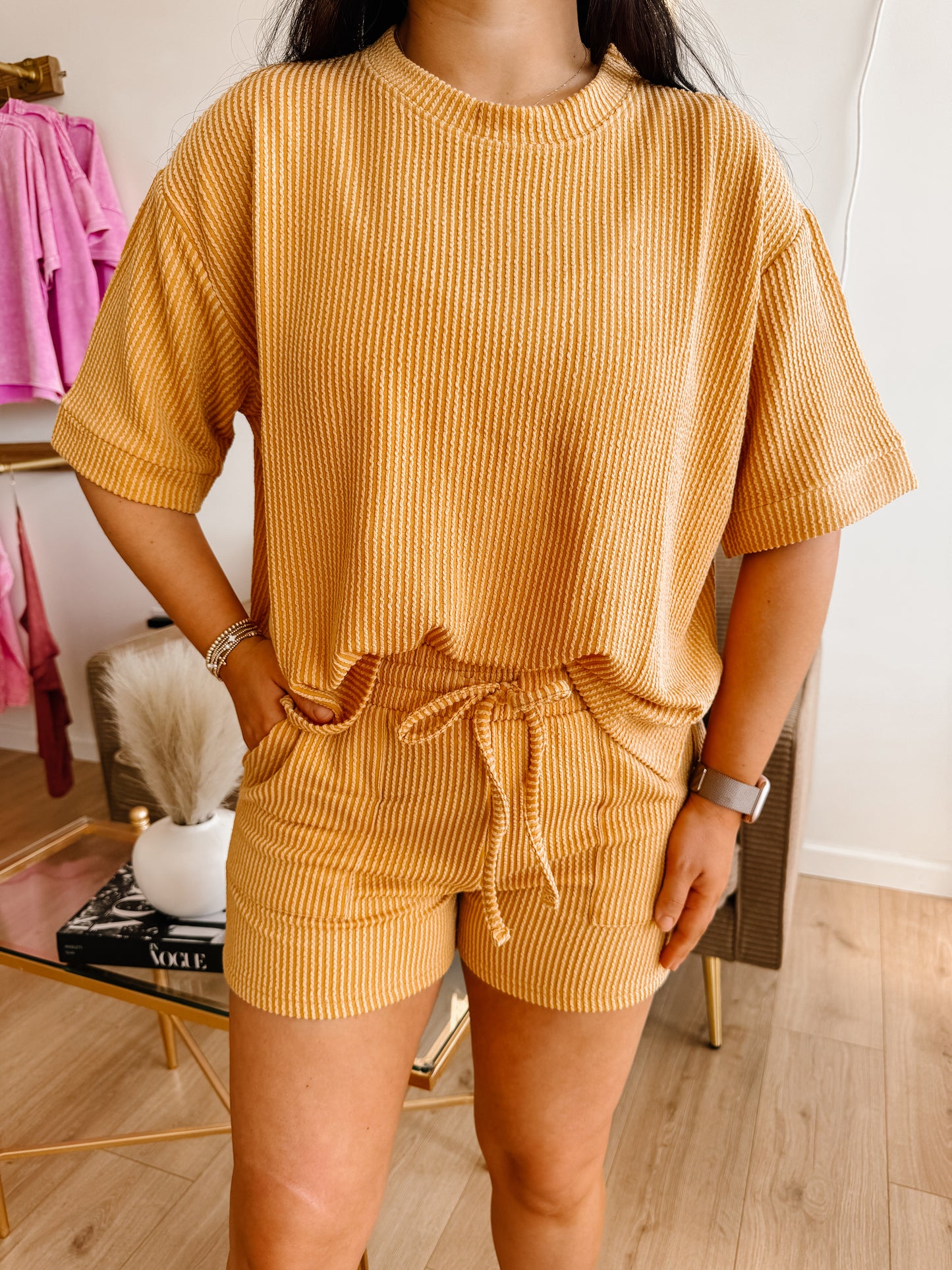 Raised Rib Short Sleeve Tee & Short Set (6 colors)