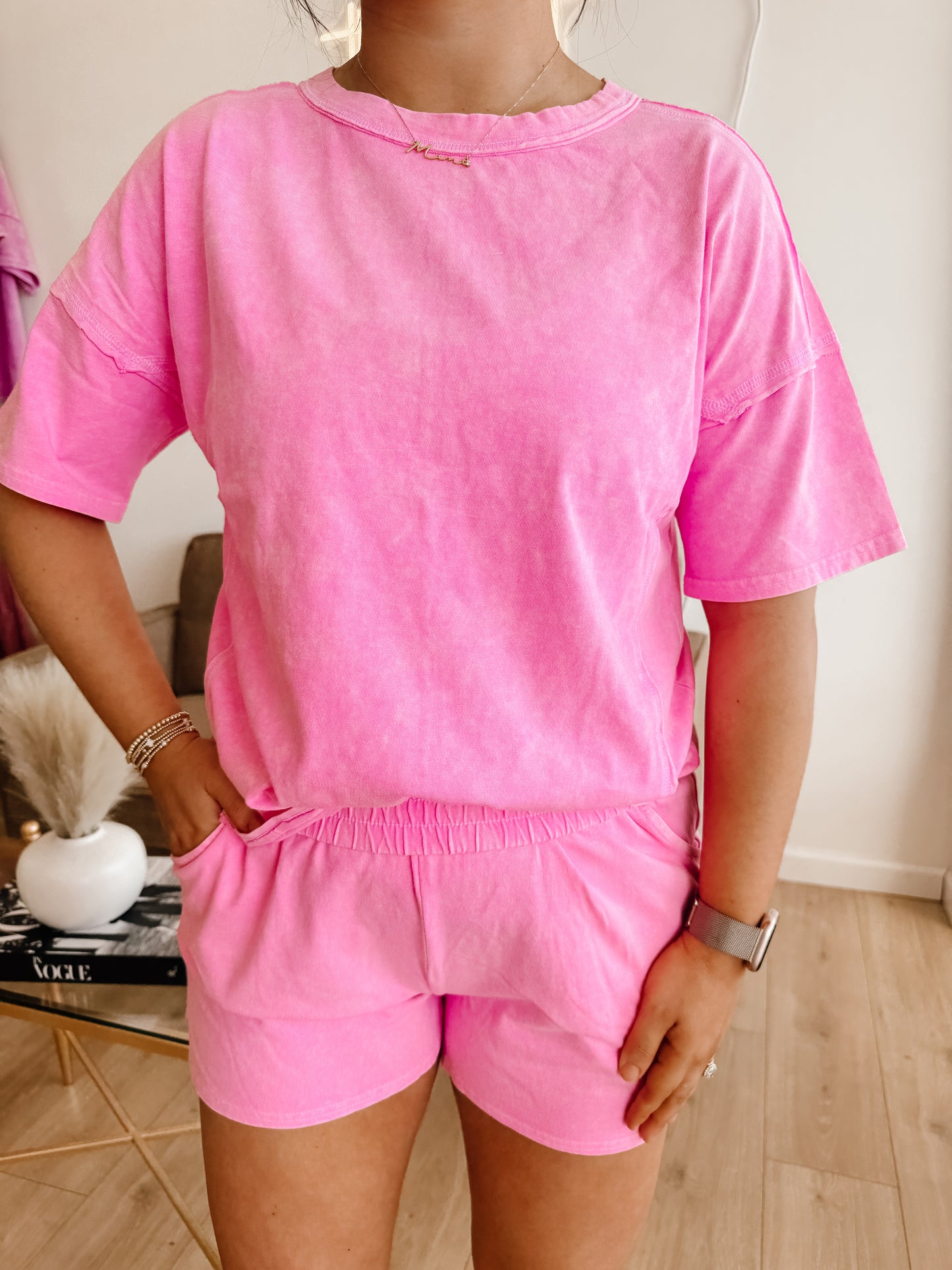 Halo Washed Short Sleeve Tee & Shorts Set (2 colors)