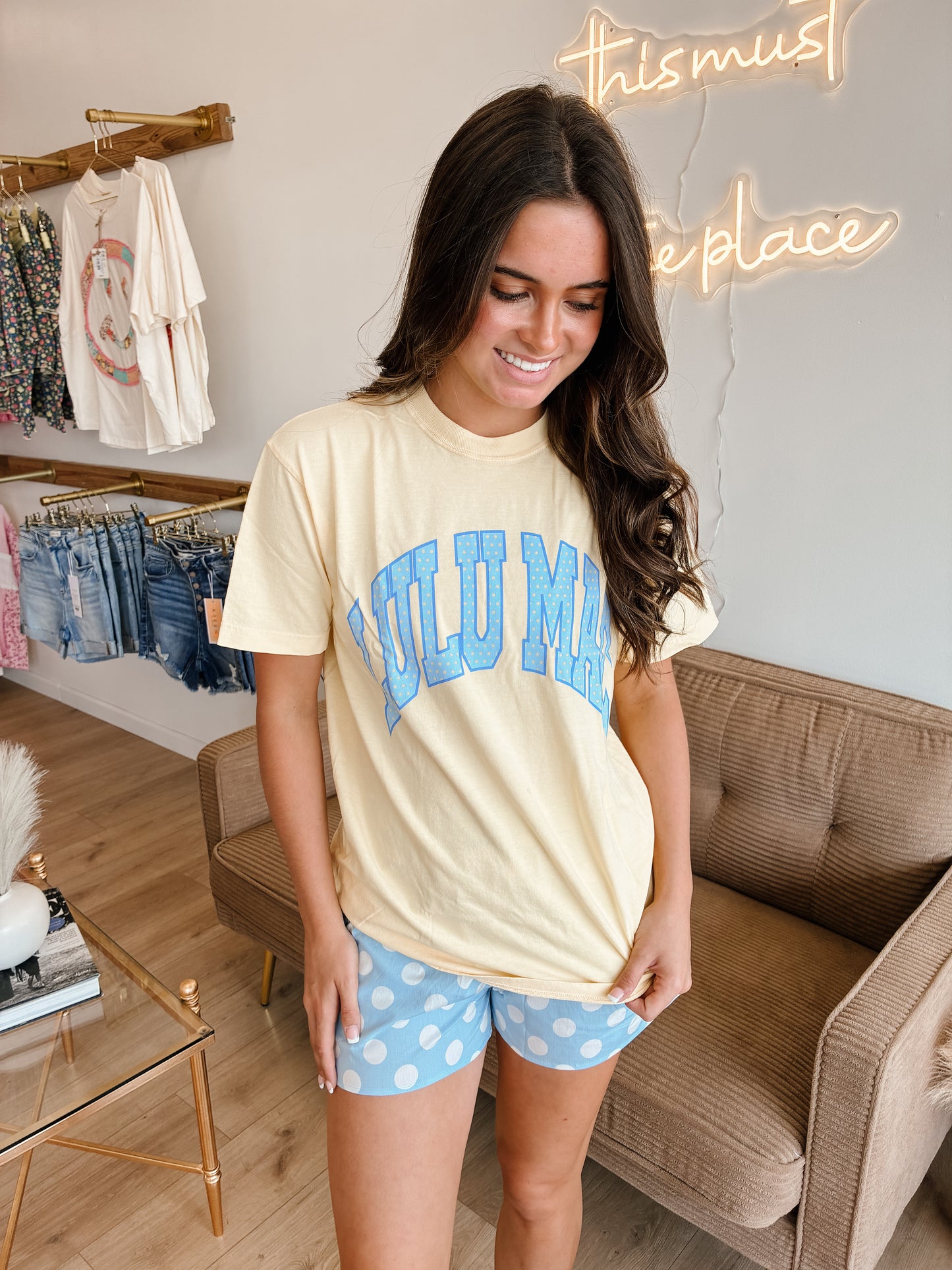 LULU MAC Yellow/Blue Polka DOt CC Tee