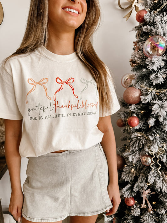 Grateful, Thankful, Blessed Coquette CC Tee