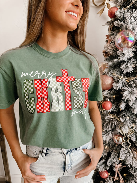 Checker Merry Christmas CC Tee