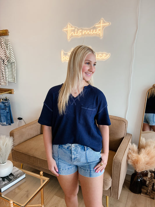 Sailor Contrast Stitch Top