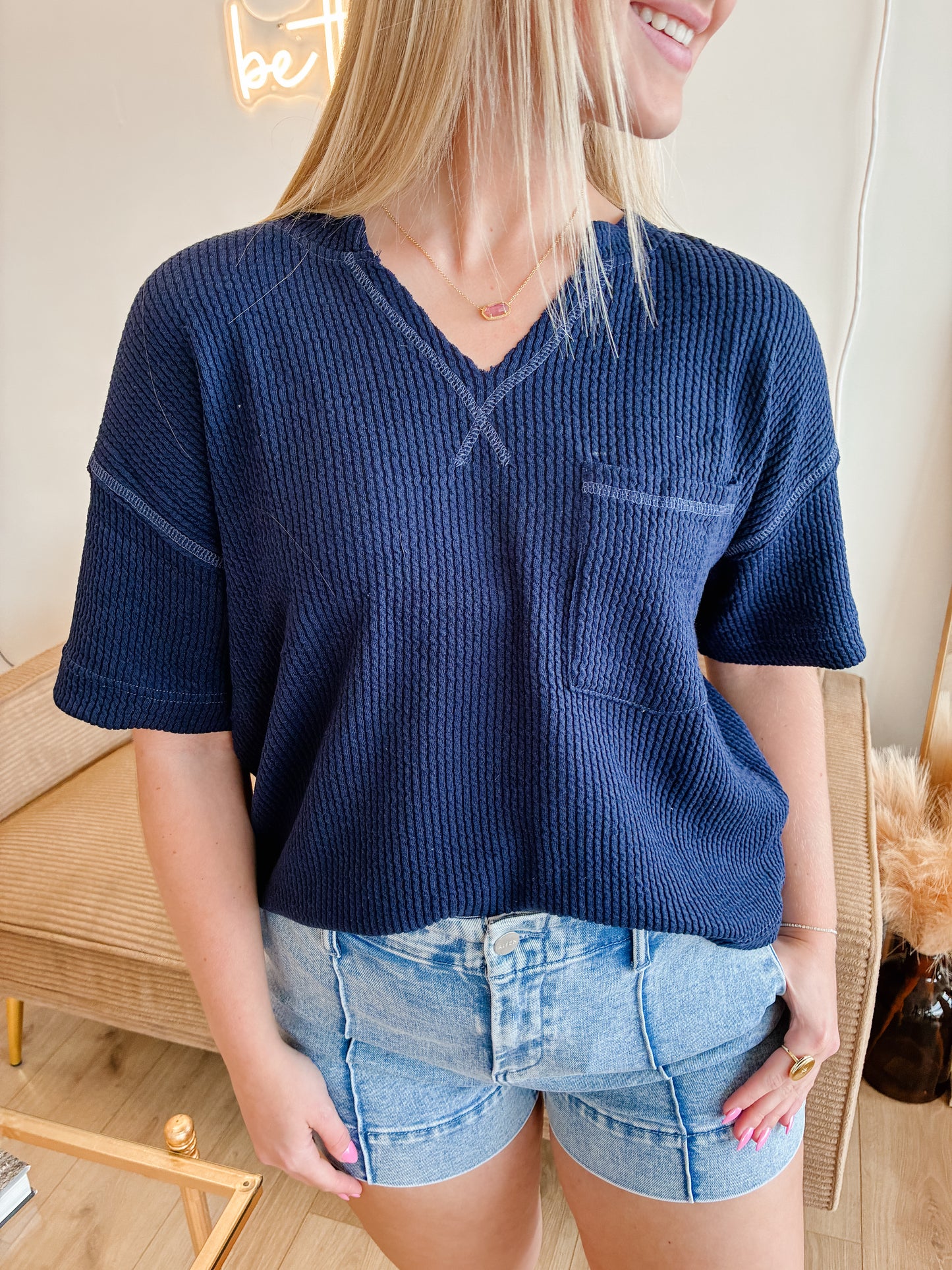 Sailor Contrast Stitch Top