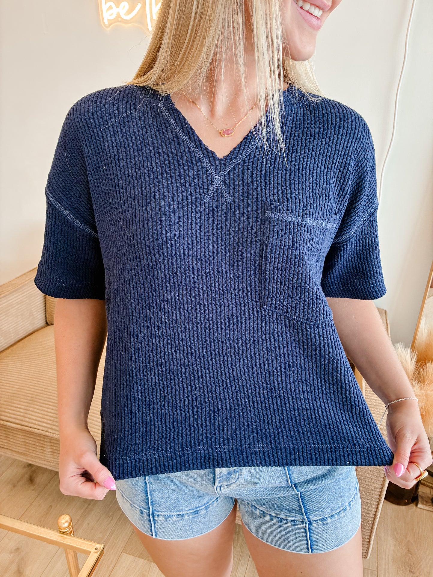 Sailor Contrast Stitch Top
