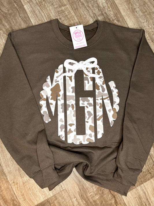 Custom Duck Camo Monogram Crewneck