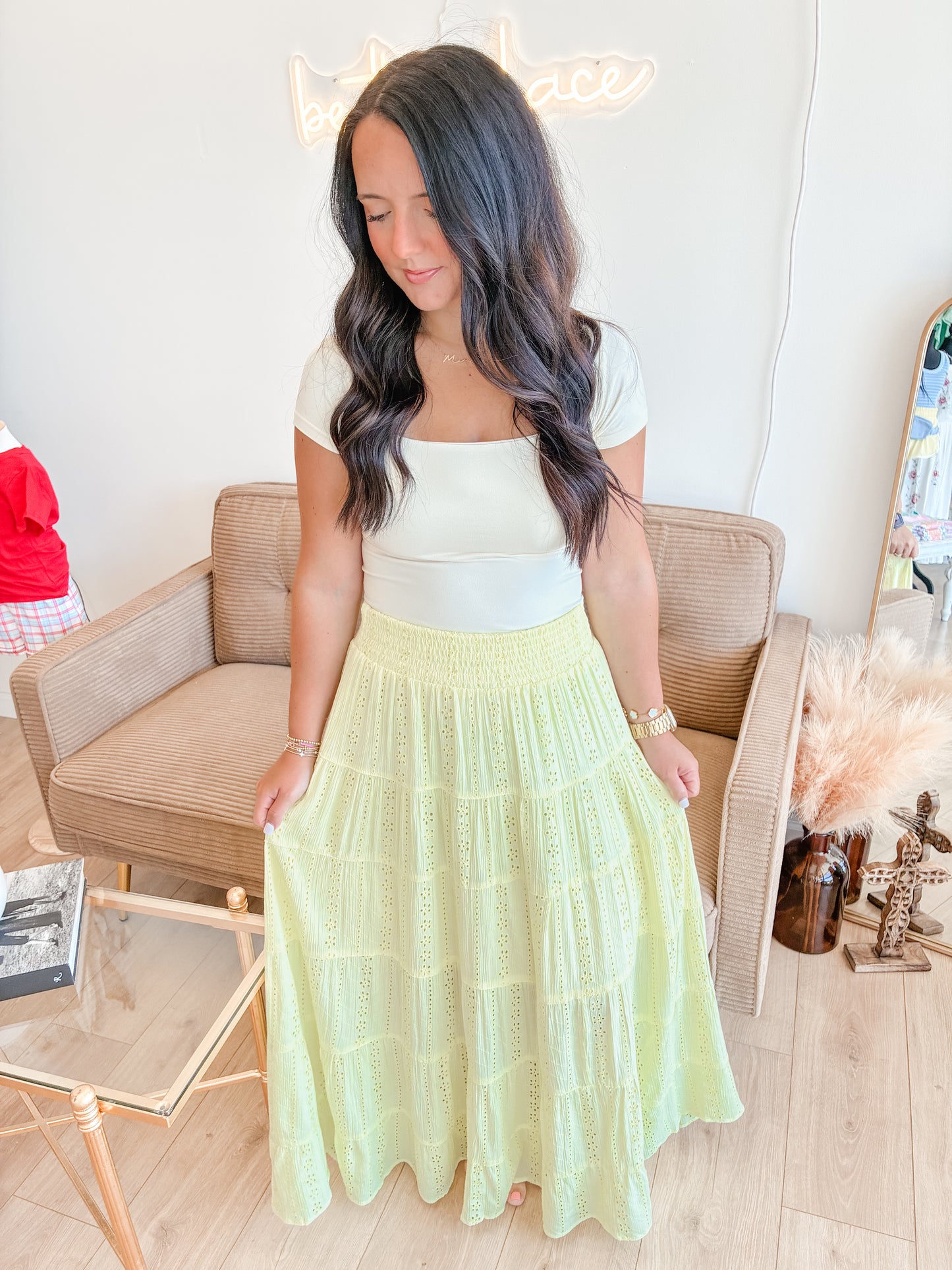Sundrenched Eyelet Maxi Skirt