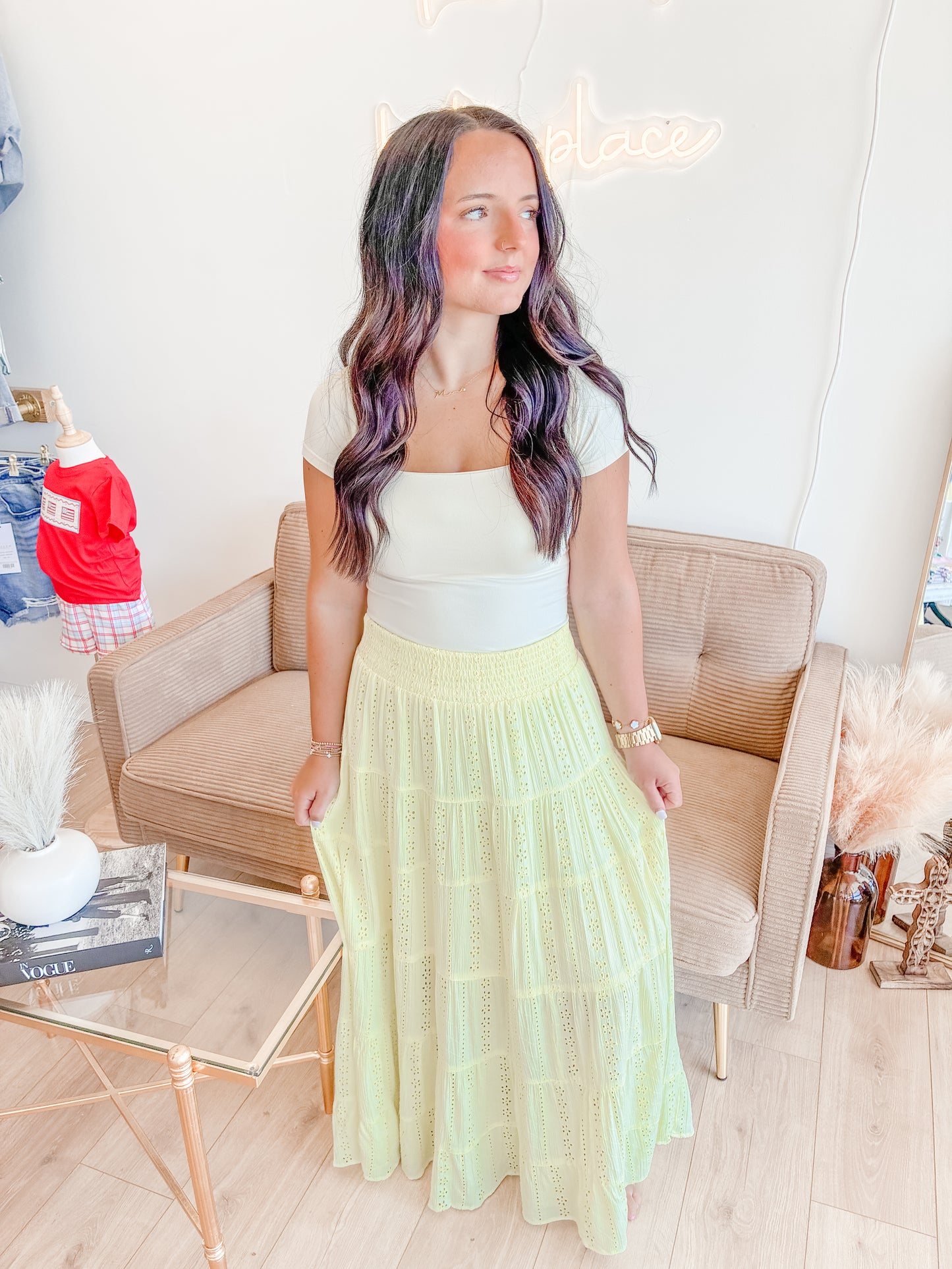 Sundrenched Eyelet Maxi Skirt