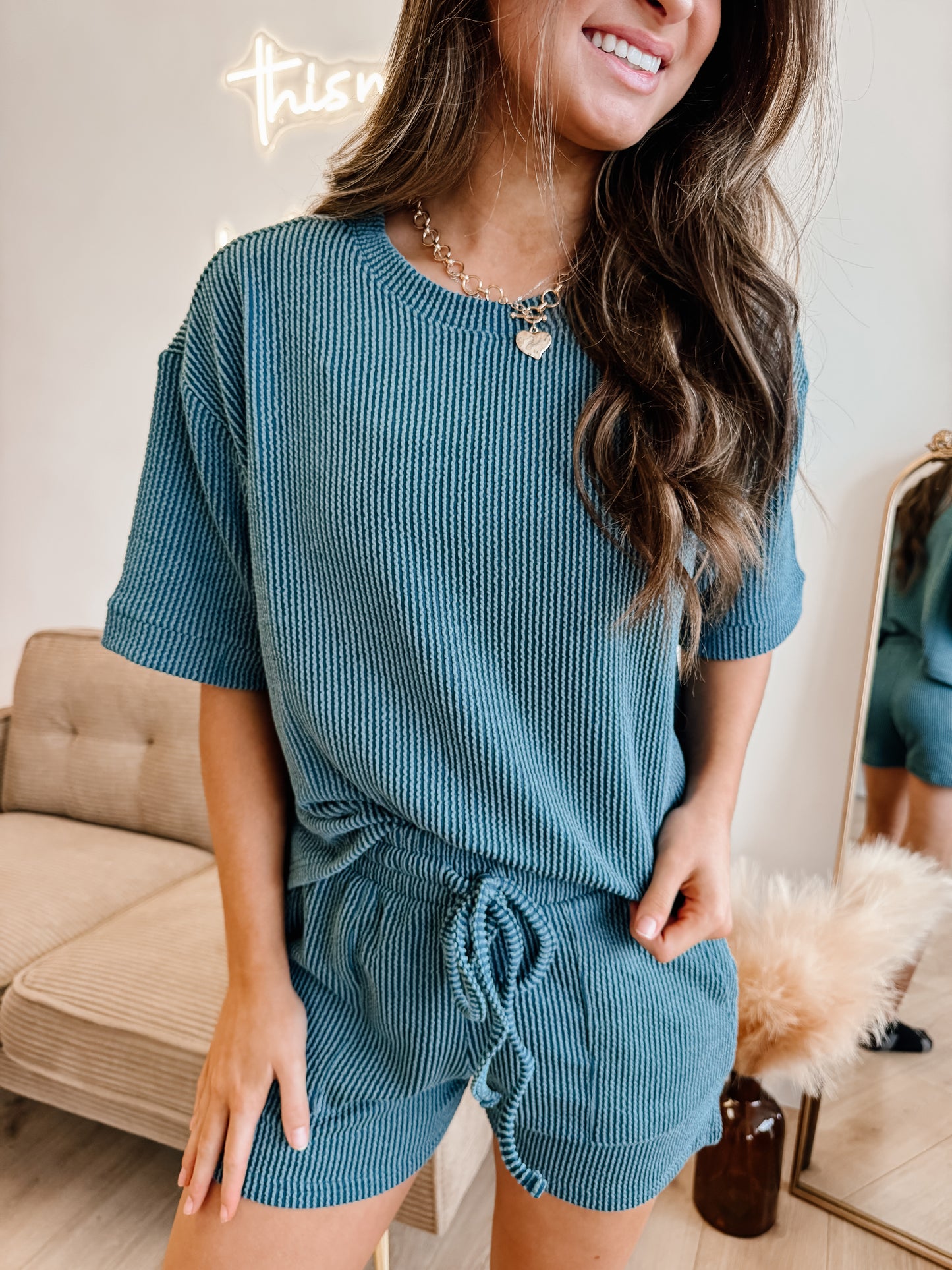 Raised Rib Short Sleeve Tee & Short Set (5 colors)