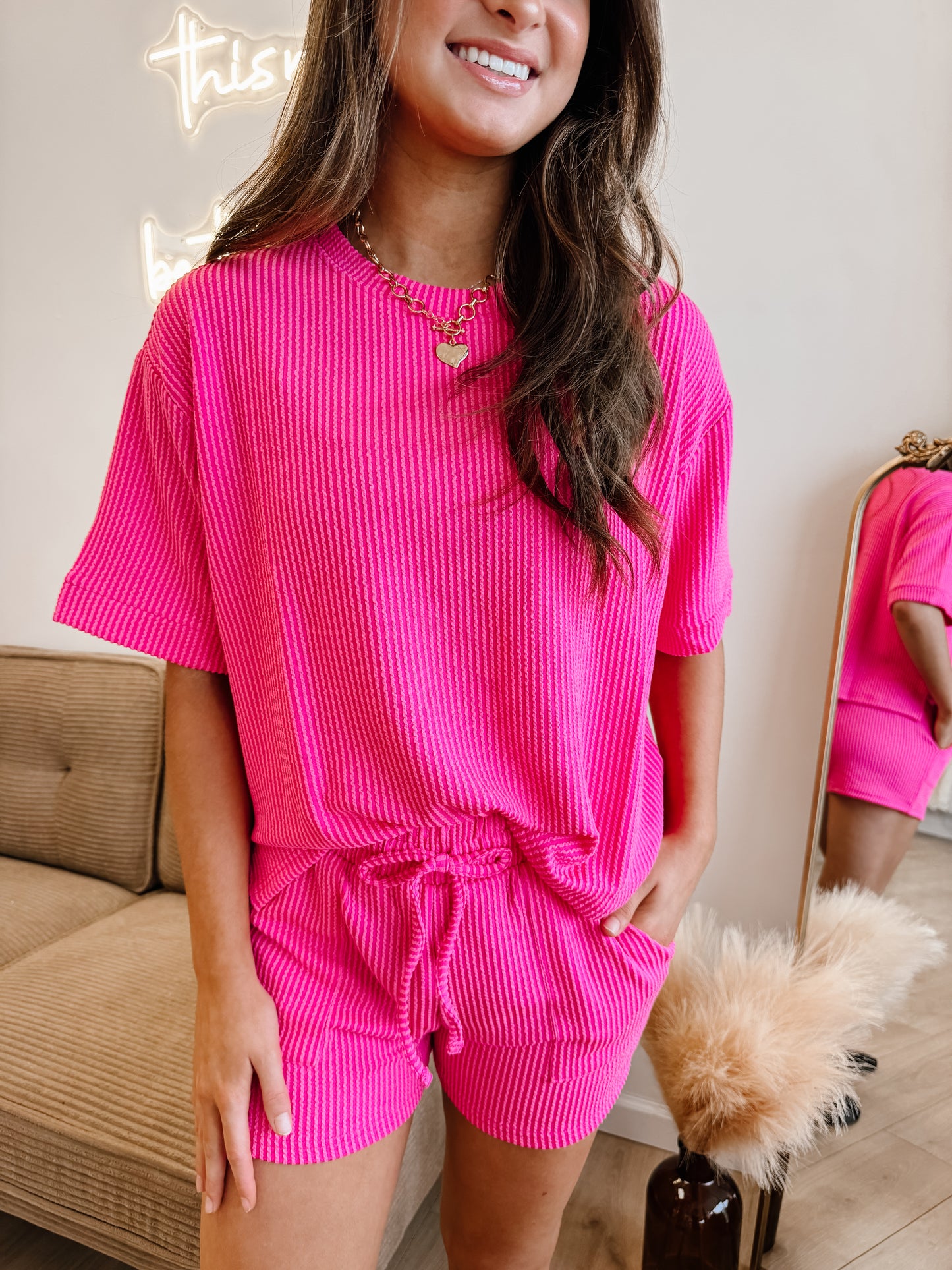 Raised Rib Short Sleeve Tee & Short Set (5 colors)