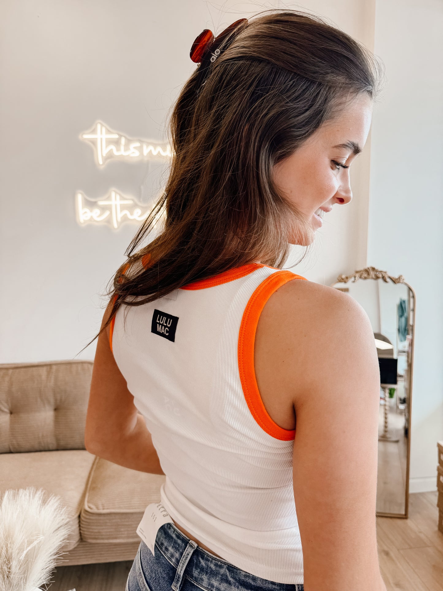 Varsity Orange Lulu Mac Tank