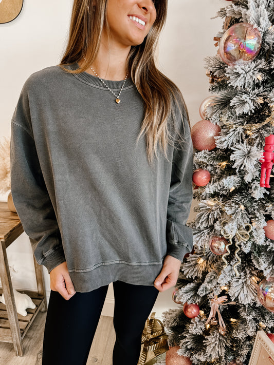 French Terry Pigment Dye & Enzyme Washing Pullover