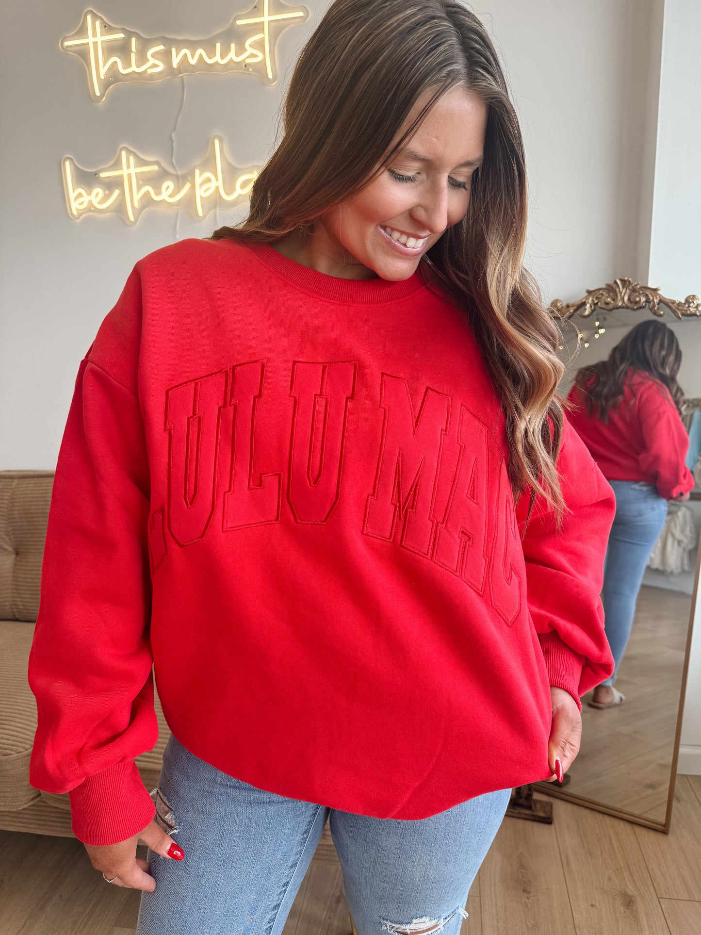 Lulu Mac Red Mono Sweatshirt