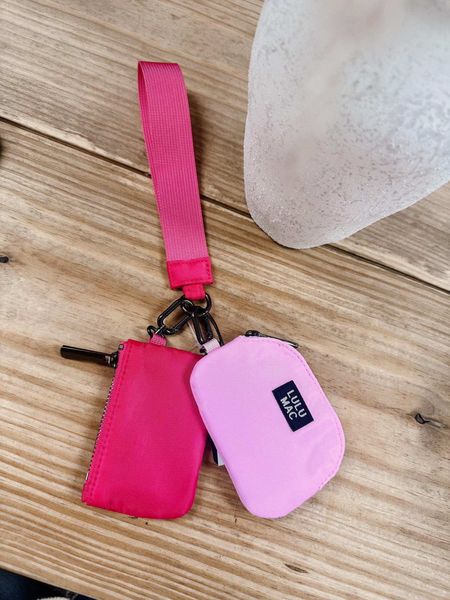 LULU MAC Double Pouch Wristlet - Pink Combo