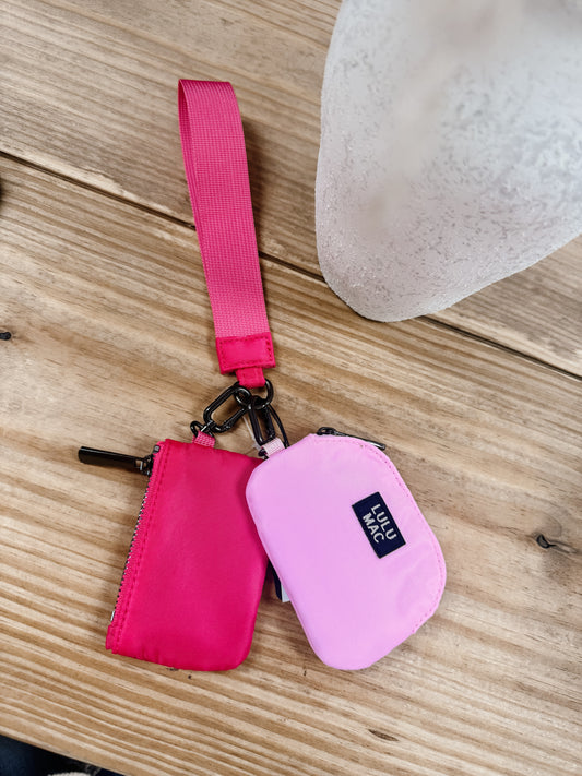 LULU MAC Double Pouch Wristlet - Pink Combo