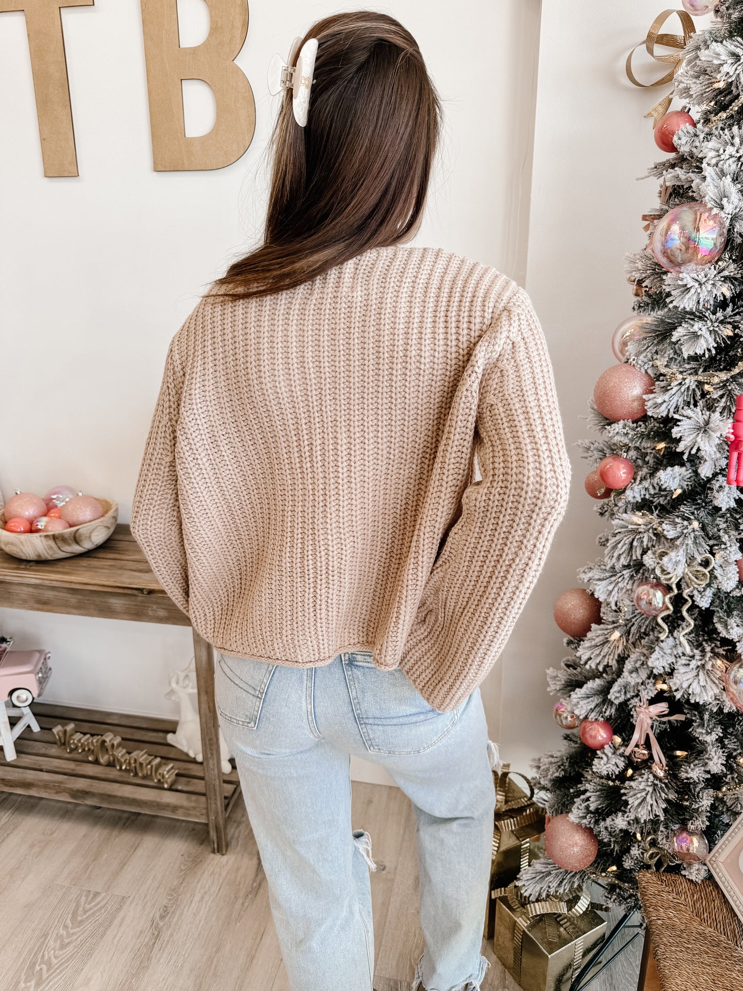 Solid Loose Knit Sweater Top With Bow Tied (3 colors)