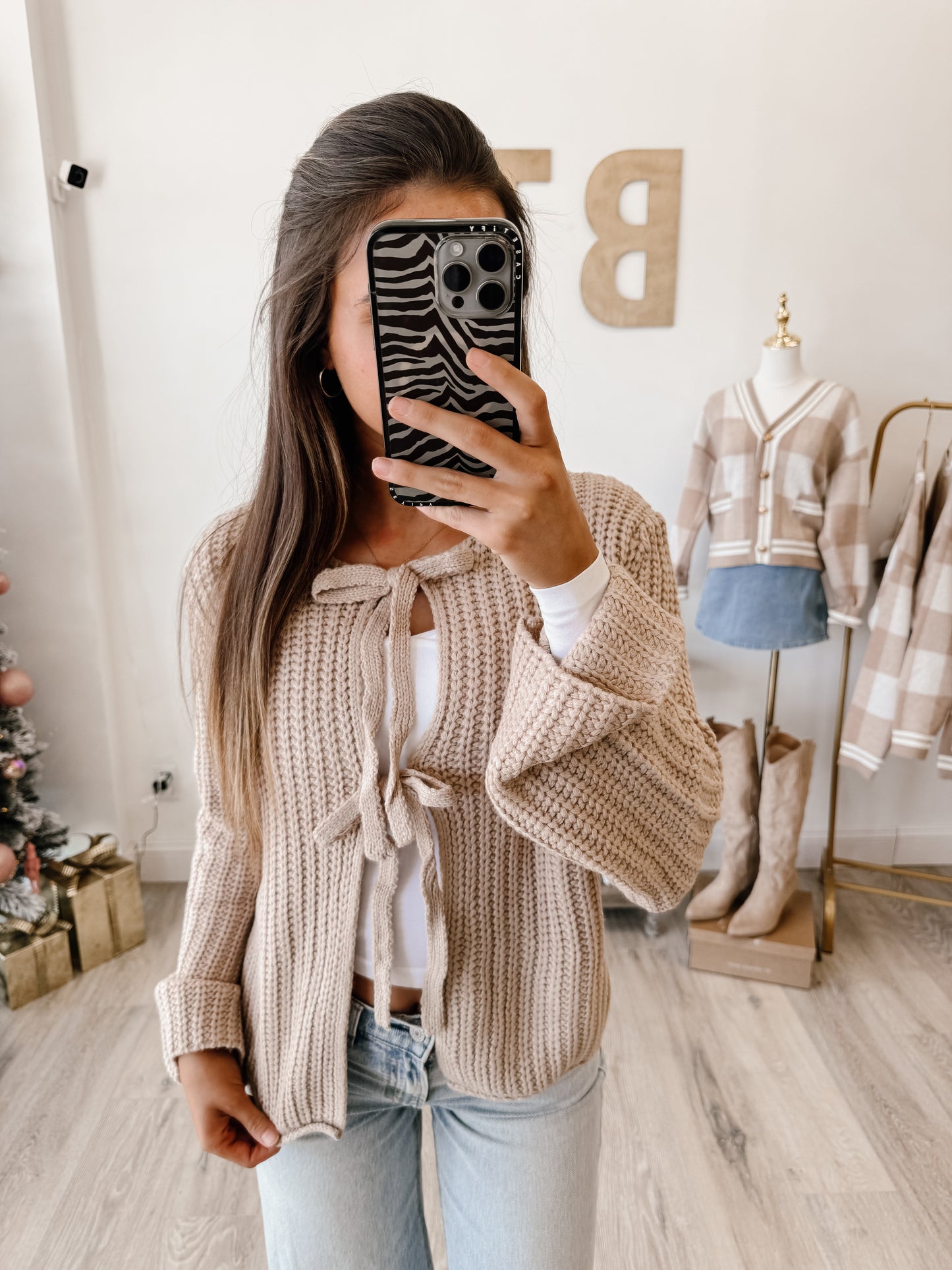 Solid Loose Knit Sweater Top With Bow Tied (3 colors)