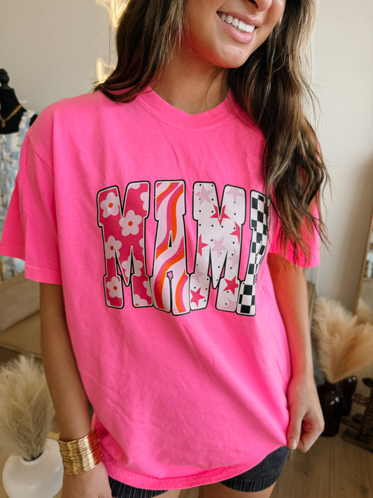 Checker Flower Mama CC Tee