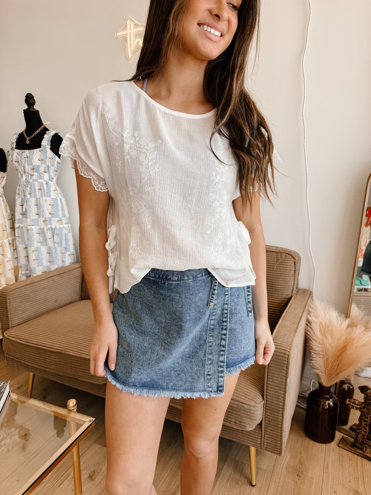 Dark Jean Washed Denim Skort