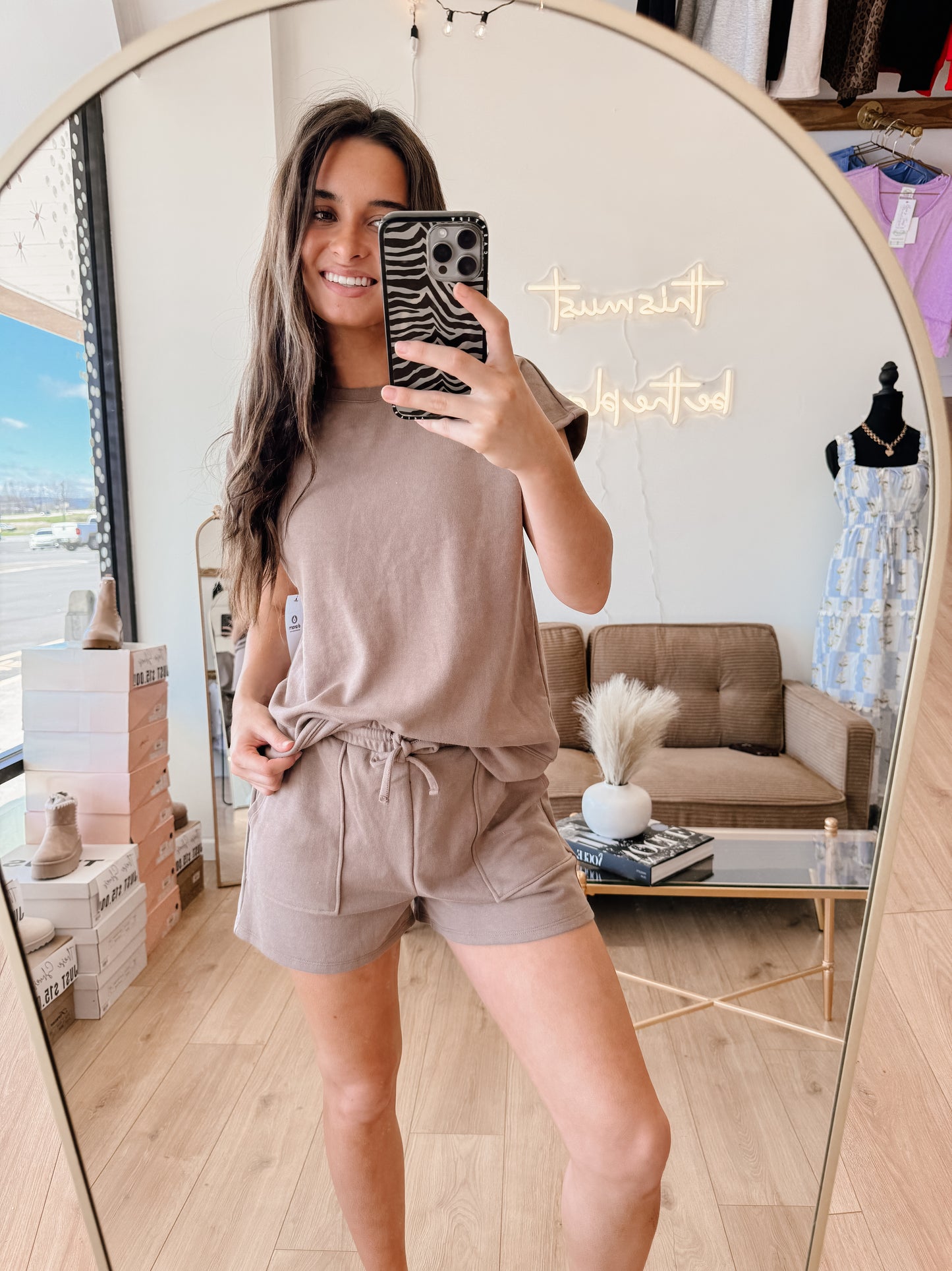 Taupe Offset French Terry Comfort Set