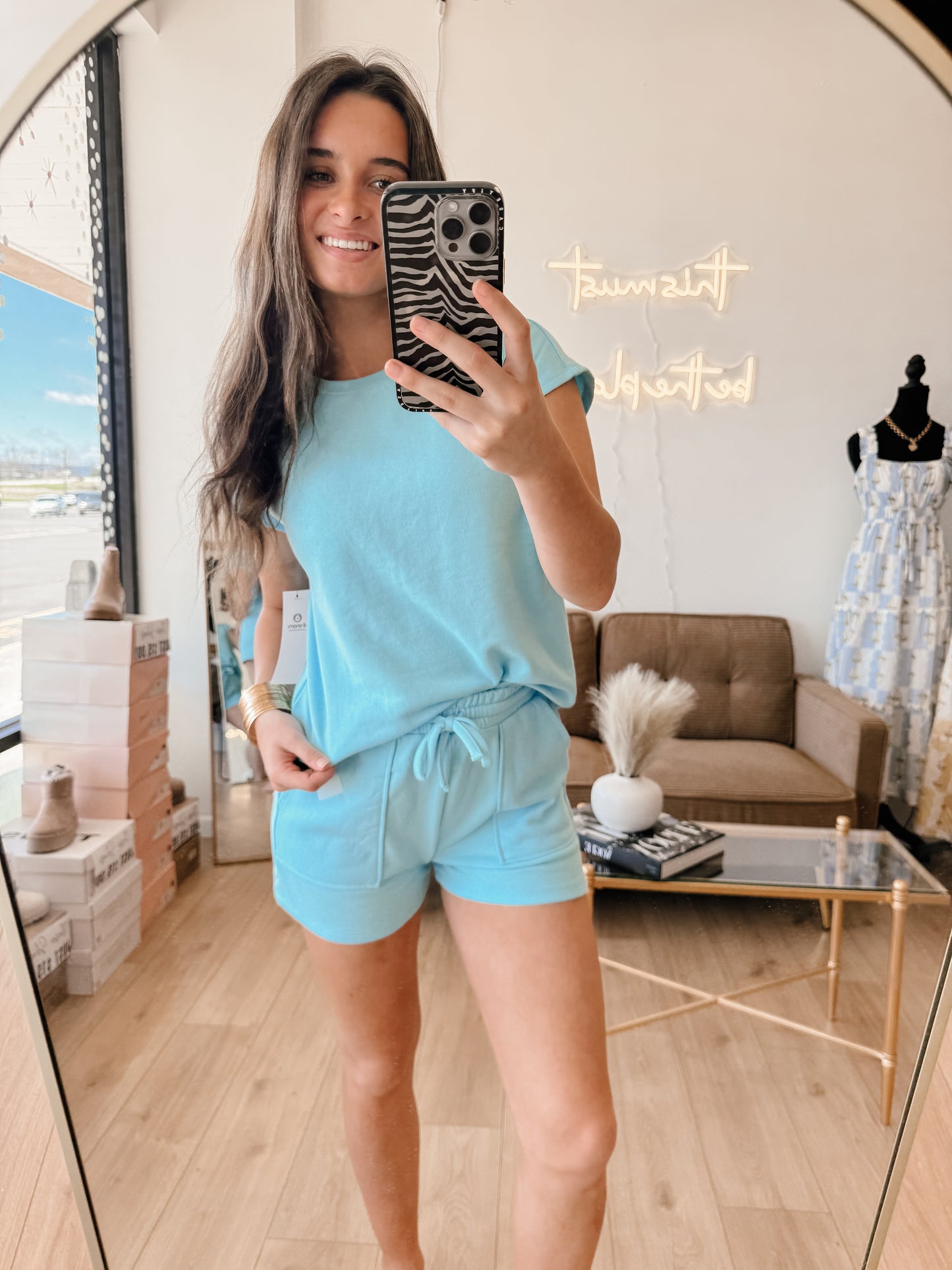 Blue Offset French Terry Comfort Set