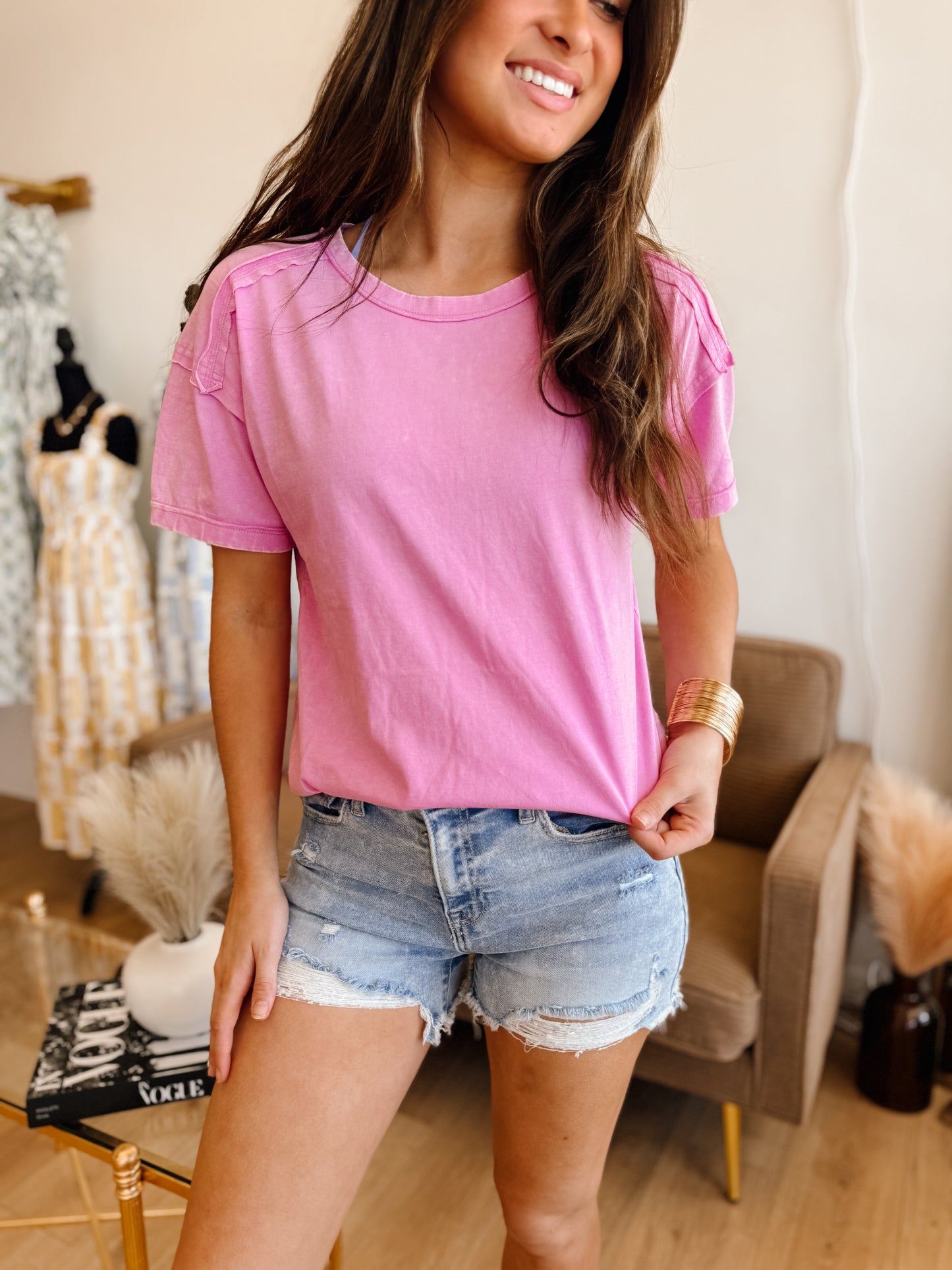 Acid Washed Round Neck T-shirts (2 colors)
