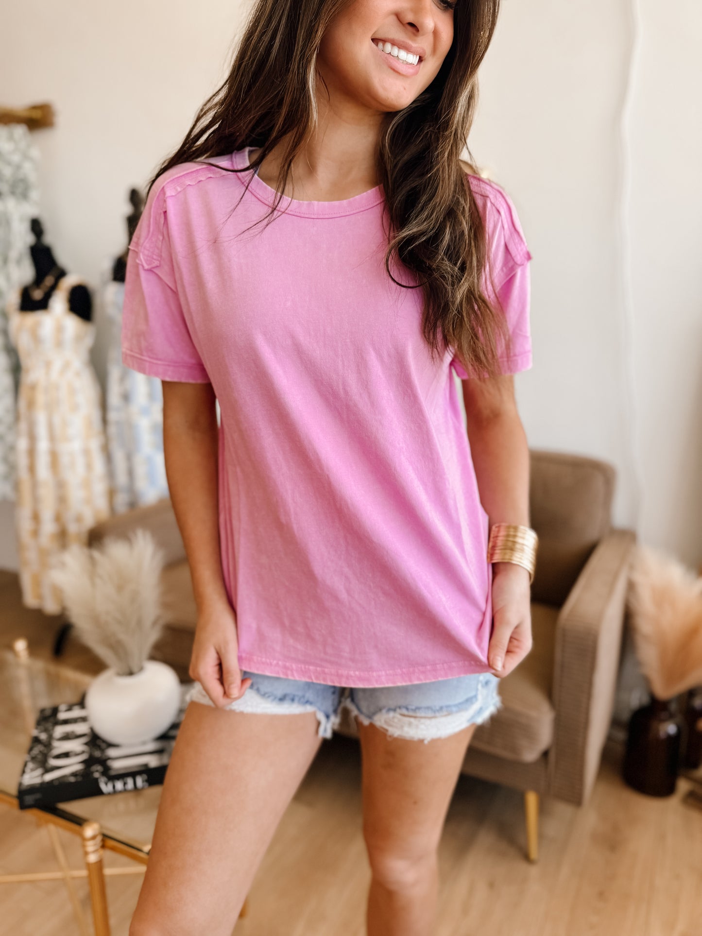 Acid Washed Round Neck T-shirts (2 colors)