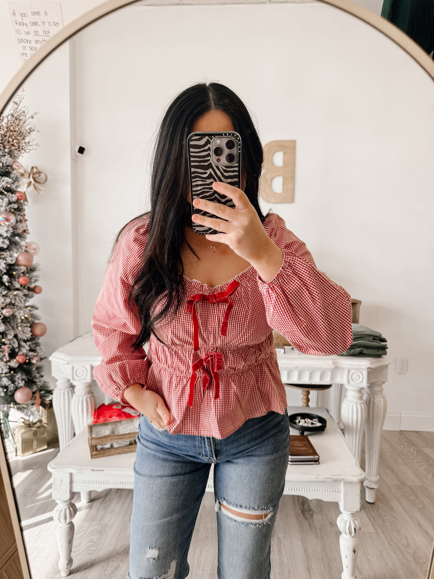 Elastic Shoulder Balloon Sleeve Top