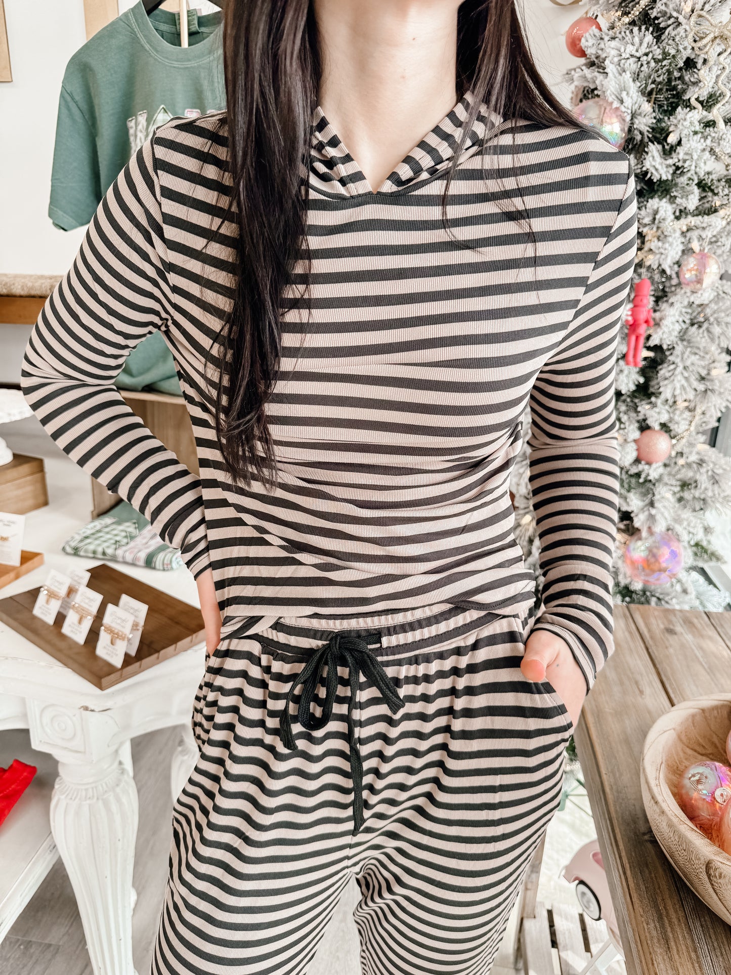 Soft Modal Stripe Mist Hoodie (2 colors)
