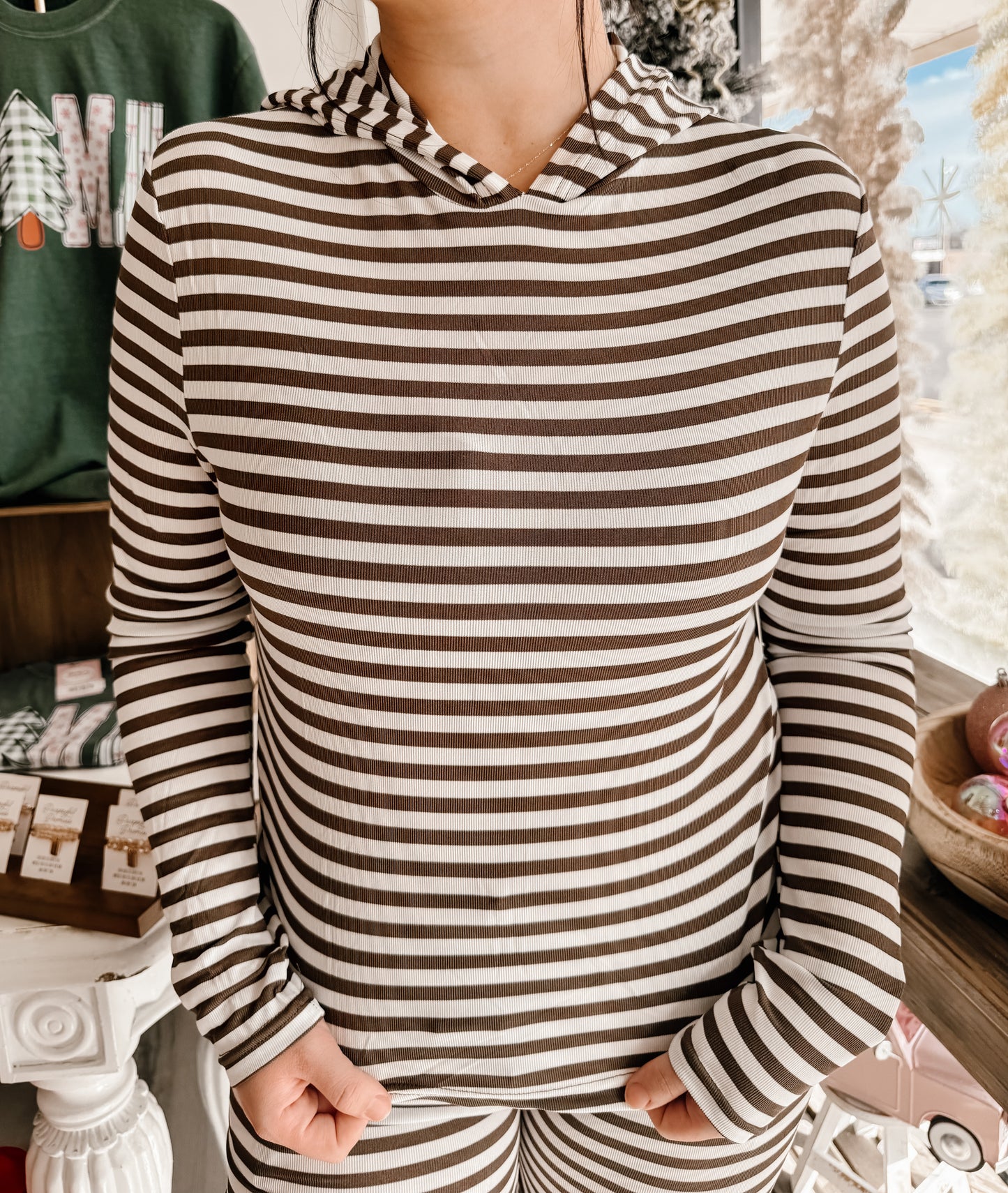 Soft Modal Stripe Mist Hoodie (2 colors)