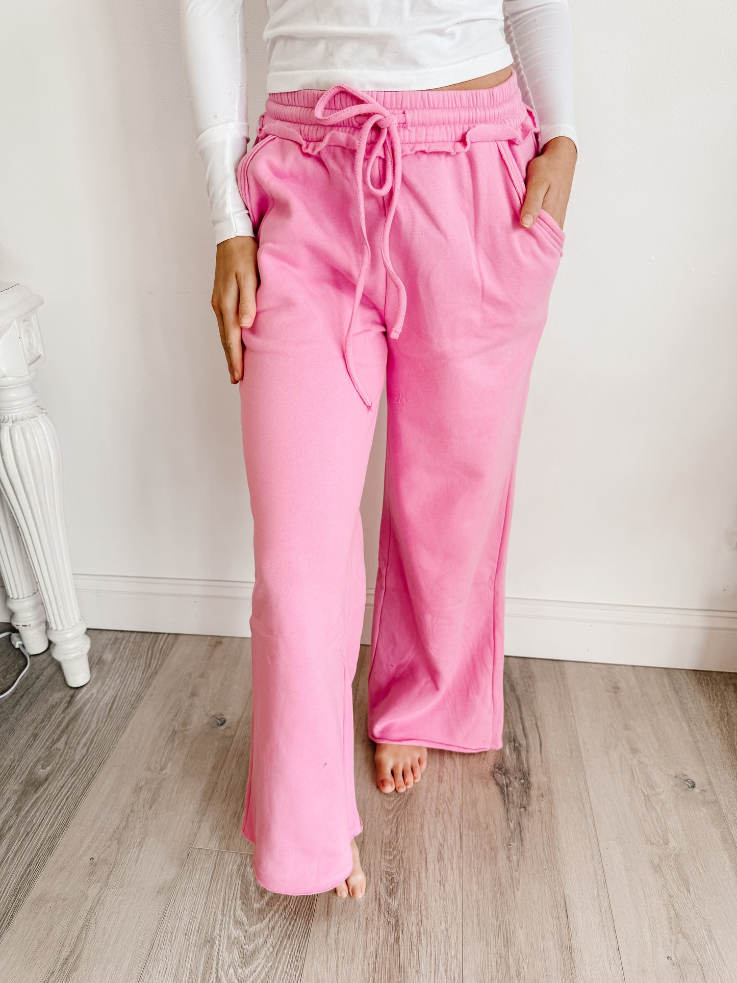Fleece Exposed Seam Wide Leg Sweatpants (2 Colors)