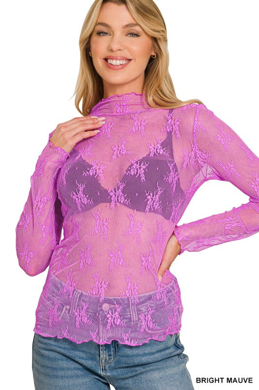 Lace See-through Layering Top (8 Colors)