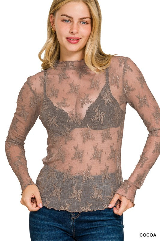 Lace See-through Layering Top (8 Colors)