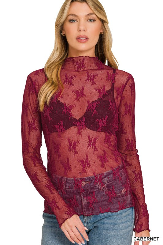 Lace See-through Layering Top (8 Colors)