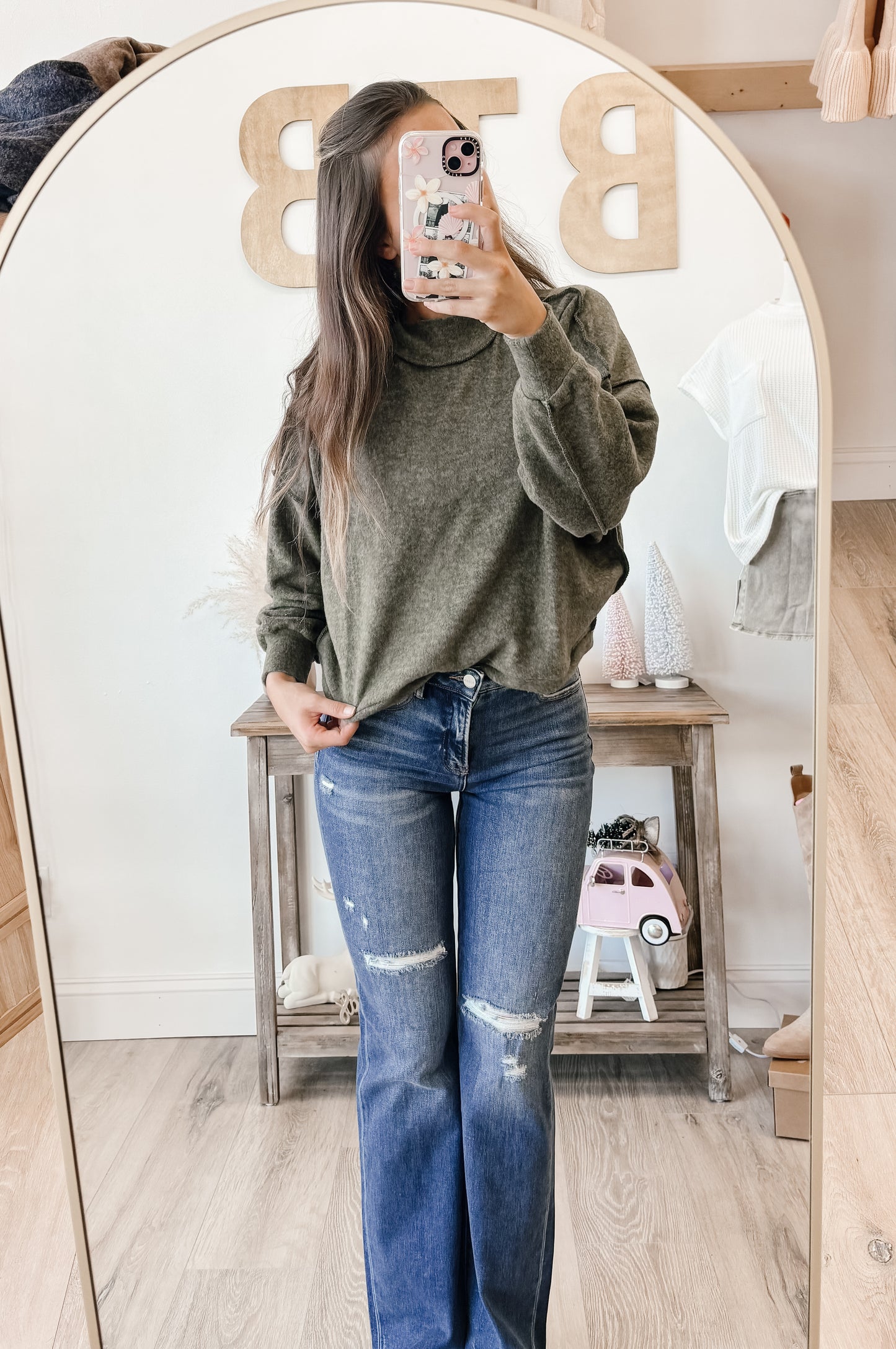 Brushed Melange Mockneck Hacci Sweater