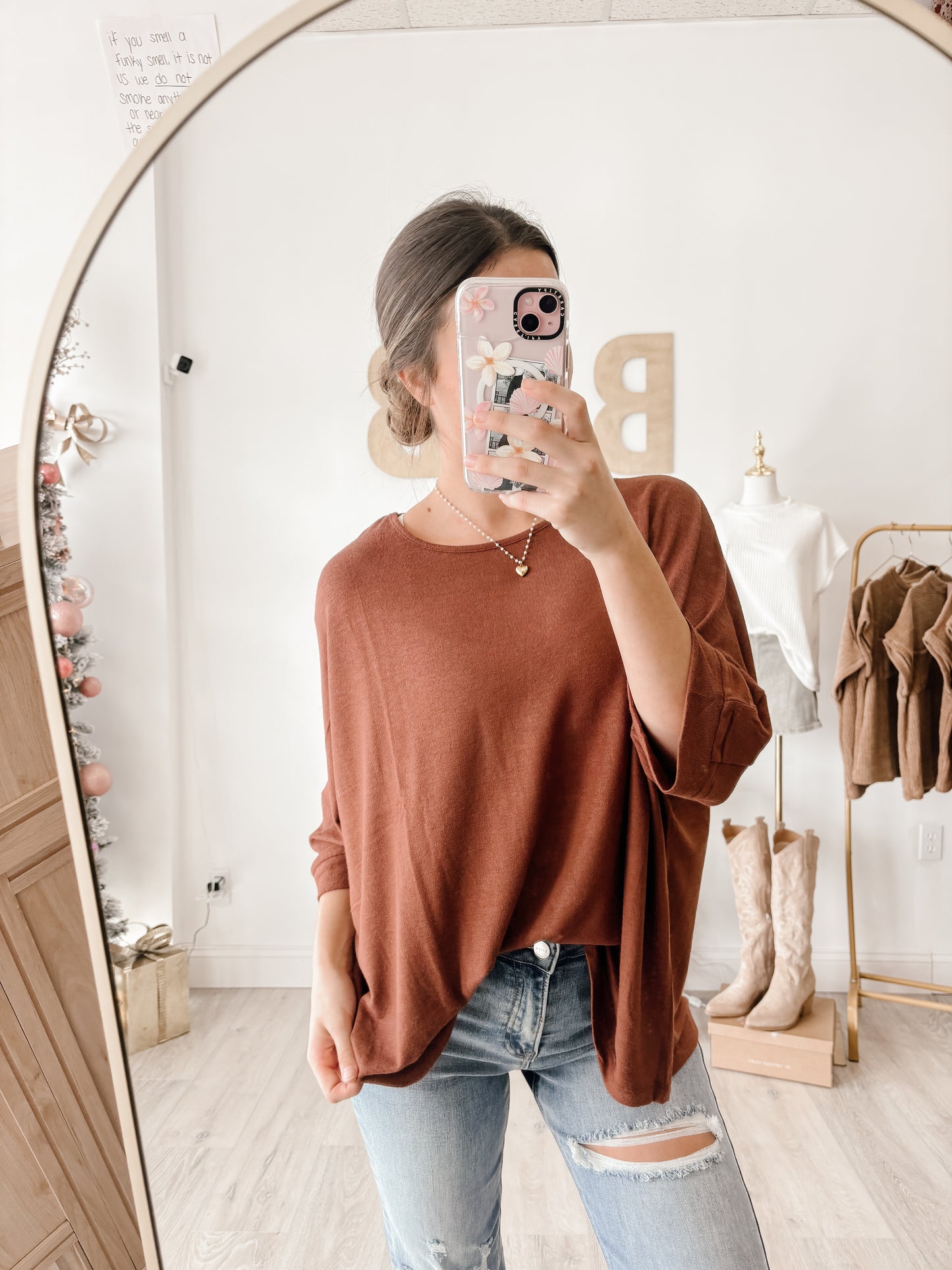 Batwing 3/4 Sleeve Oversized Top