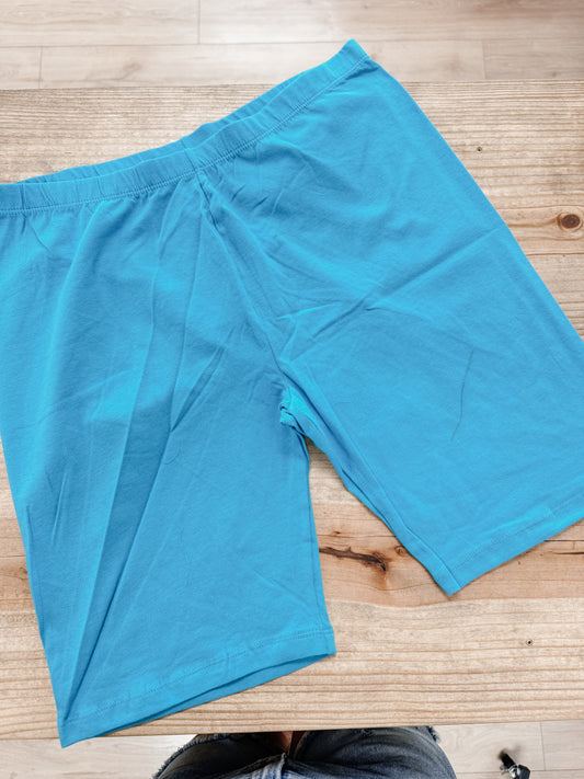 Blue Cotton Biker Shorts