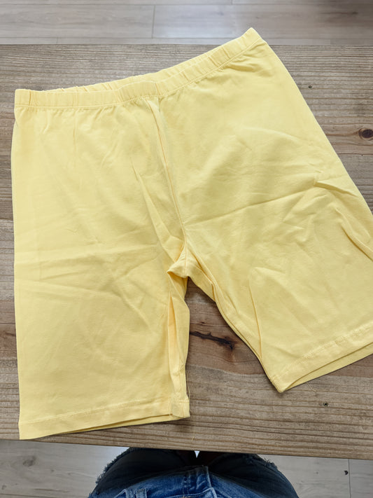 Yellow Cotton Biker Shorts