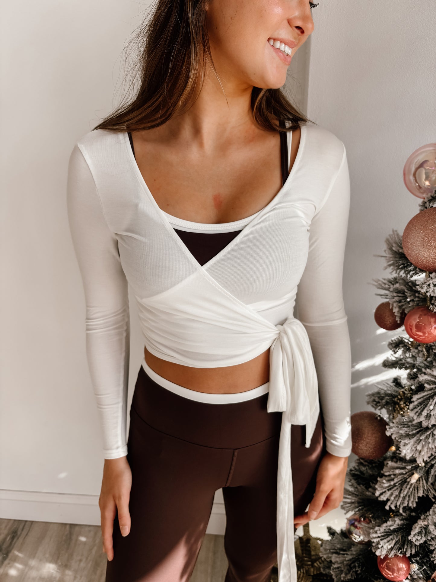 Long Sleeve V Neck Wrap Top