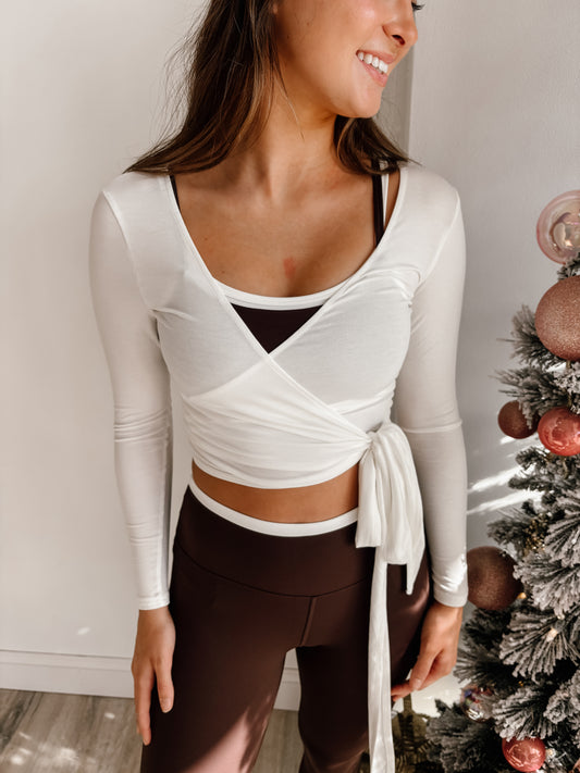 Long Sleeve V Neck Wrap Top