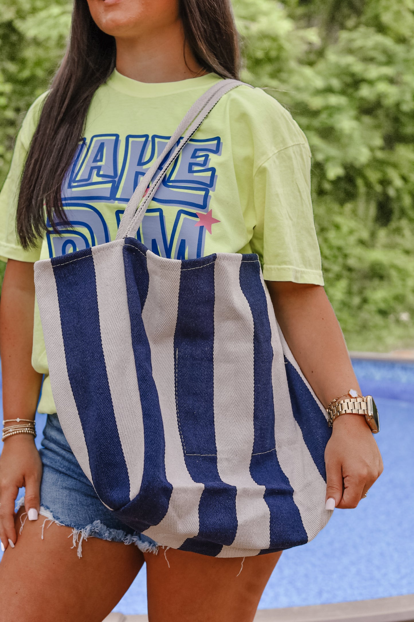 Navy Striped Tote Bag