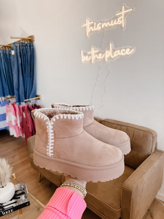 Stitch Trim Platform Booties