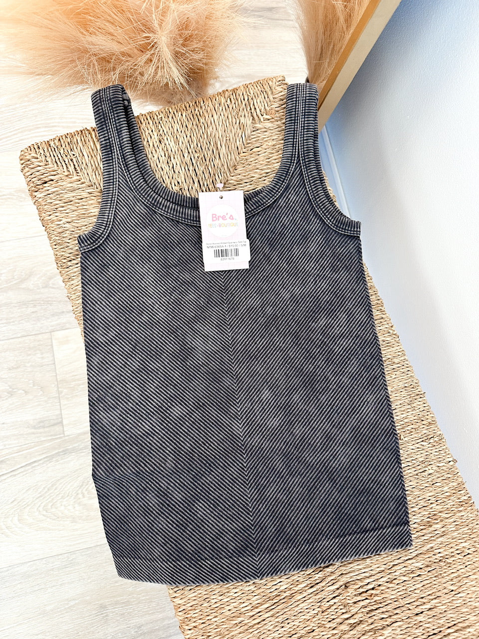 Stone Washed Ribbed Seamless Tank Top