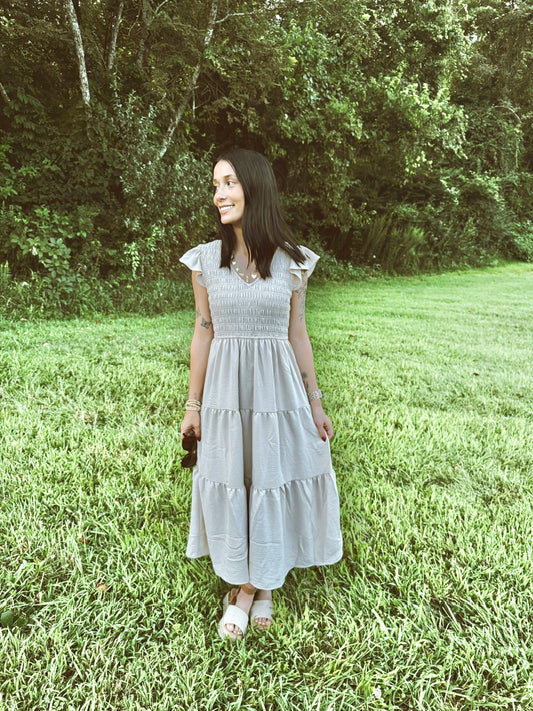 Flutter Sleeve Maxi Dress (S-3XL)